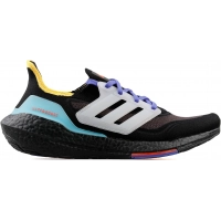 Кроссовки Adidas Ultra Boost черные с желтым и синим